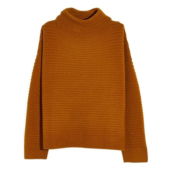 Madewell Belmont Mock Neck Sweater Golden Harvest XXL - Wool Blend Chunky Knit - Picture 10 of 10